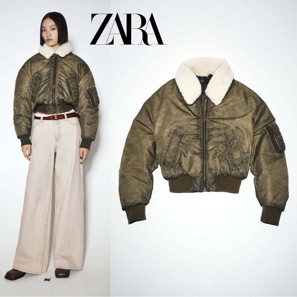 ZARA ~ DISTRESSED EFFECT NYLON BOMBER Jacket - Picture 3 of 17
